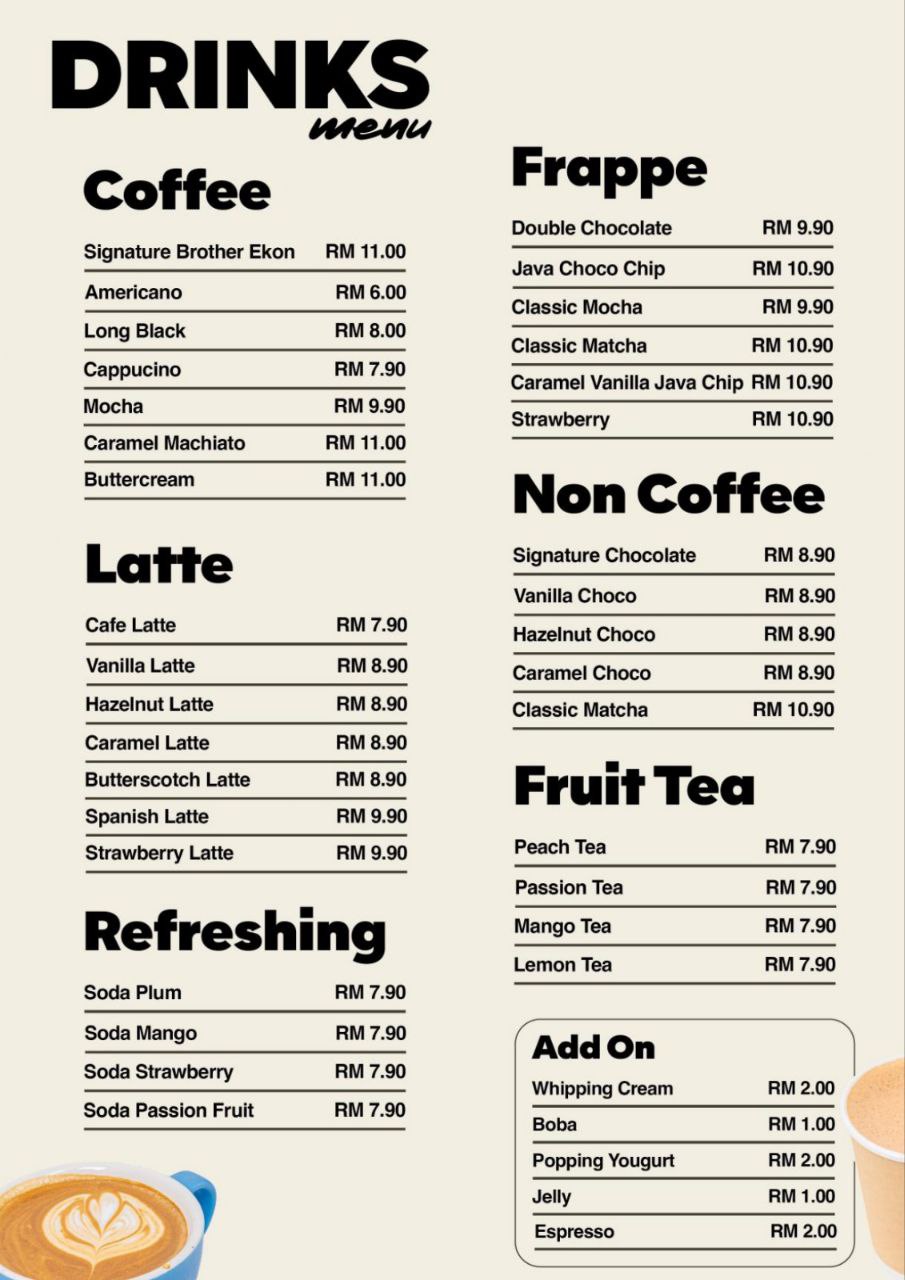 Drinks Menu